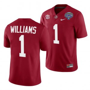 Men's Alabama Crimson Tide #1 Jameson Williams Crimson 2021 Cotton Bowl NCAA Playoff Uniform College Football Jersey 2403JZEC6